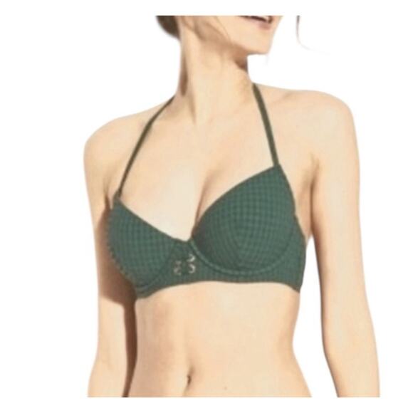 Shade Shore Cabana Underwire Bikini Top Size 34 C Dark Green Padded Holiday NWOT - Picture 1 of 8
